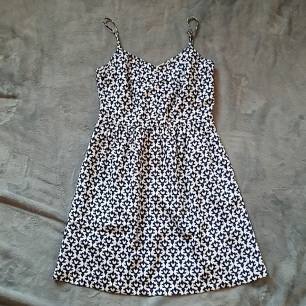 J Crew Blue White Spaghetti Strap Sundress